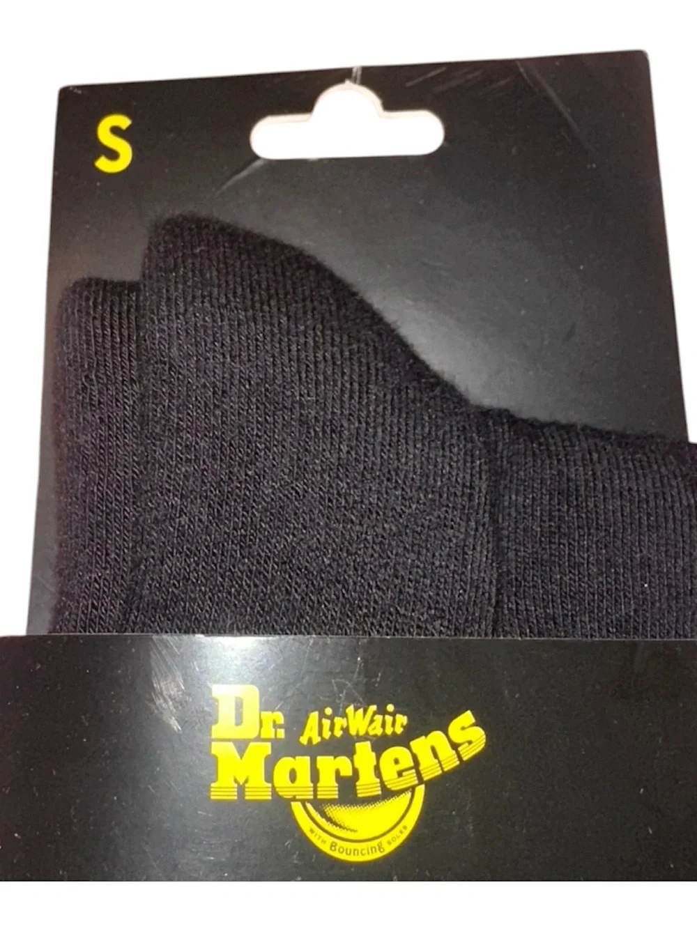 Dr. Martens Athletic Logo Sock Black Yellow Cotton Blend Adult Small Casual Y2K